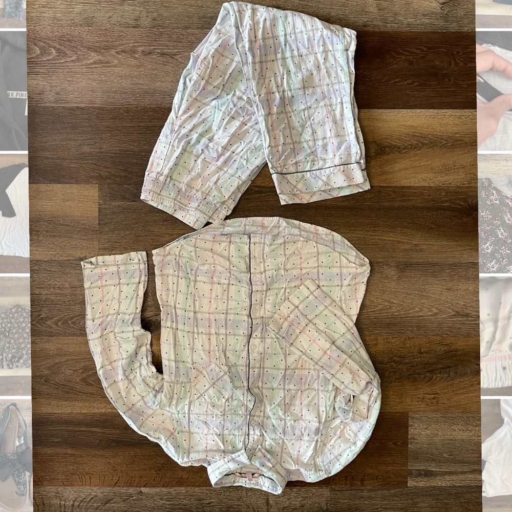 Pajama set plaid and polka dot Victoria’s Secret